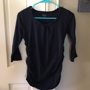 3/4 sleeve navy maternity shirt